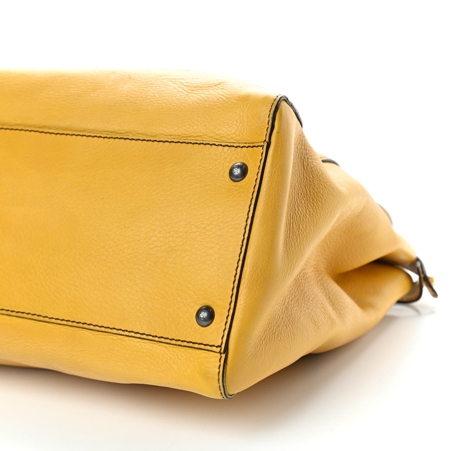 Fendi Vitello Zucca Large Peekaboo Iconic Satchel Yellow Tobacco 8 of 9