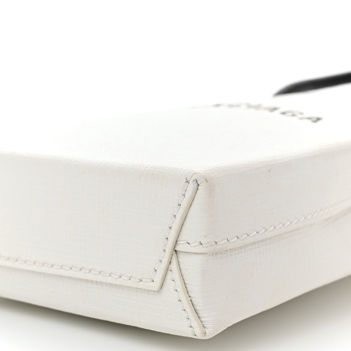 Squared Calfskin Logo Shopping Phone Holder Bag White