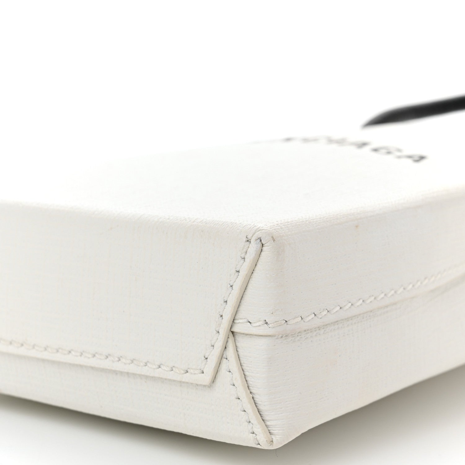 Balenciaga Squared Calfskin Logo Shopping Phone Holder Bag White 10 of 11