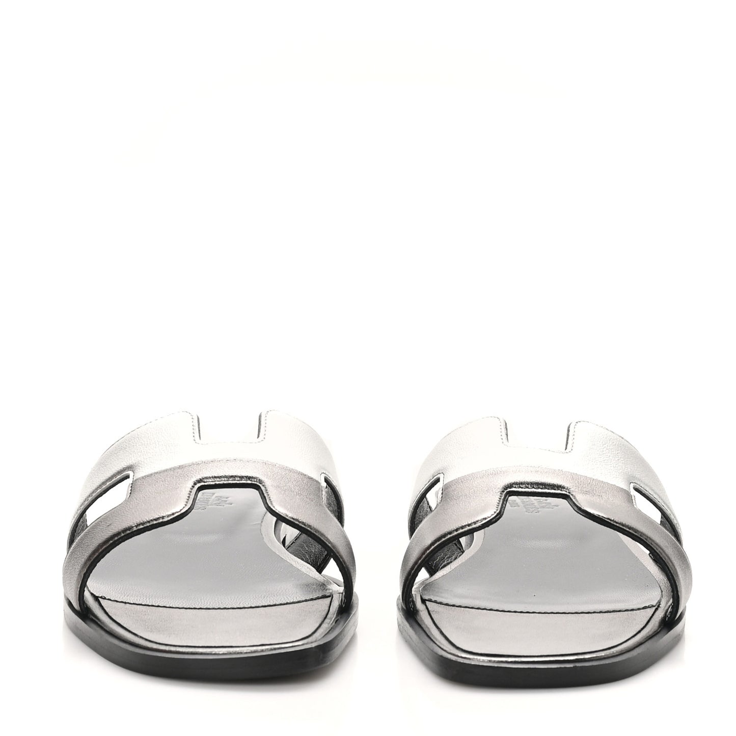 Metallic Nappa Box Oran Sandals 37 Canon De Fusil Argent