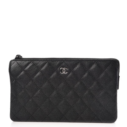 Chanel Iridescent Caviar Quilted Small Zipped Clutch Black 1 of 9