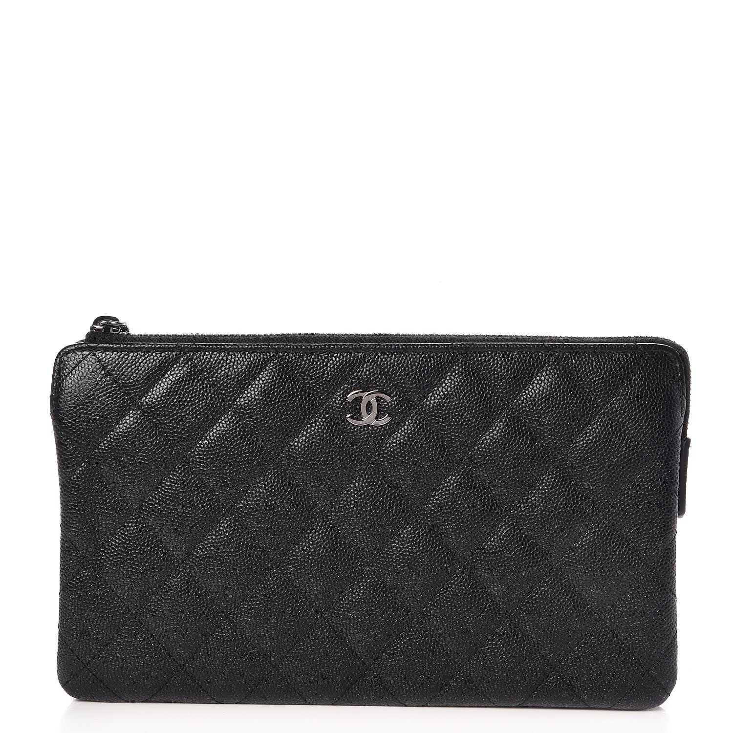Chanel Iridescent Caviar Quilted Small Zipped Clutch Black 1 of 9