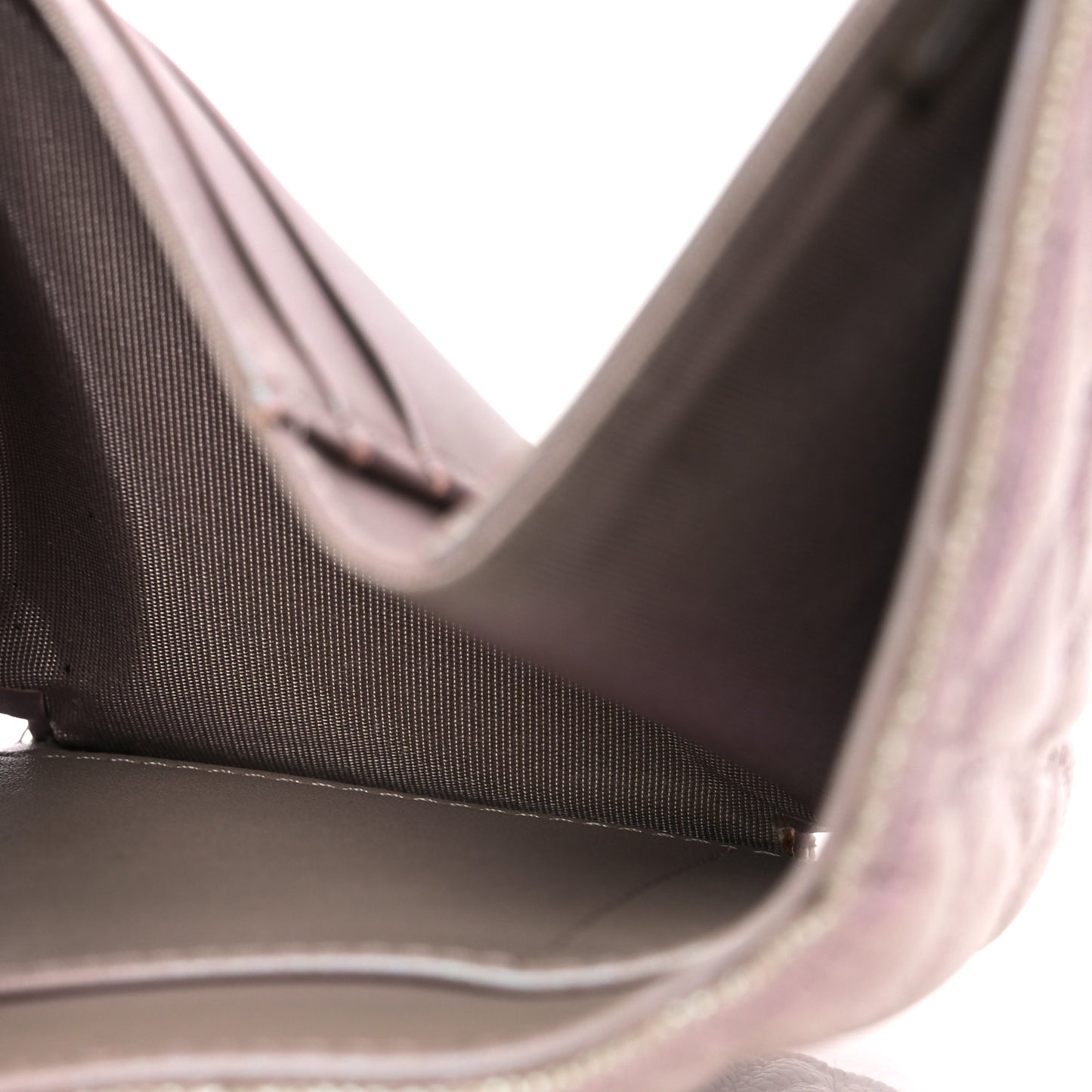 Iridescent Caviar Quilted Small Flap Wallet Beige