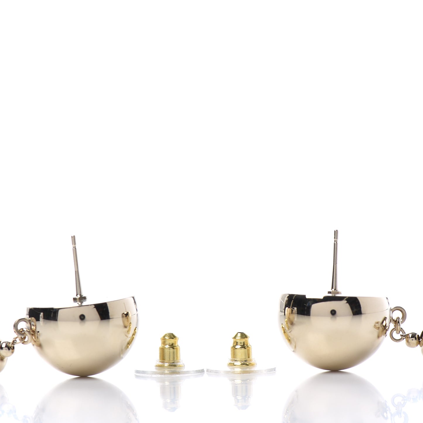 Metal CC Drop Earrings Gold