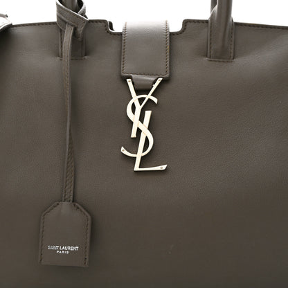 Saint Laurent Calfskin Crocodile Embossed Small Monogram Downtown Cabas Earth 8 of 15