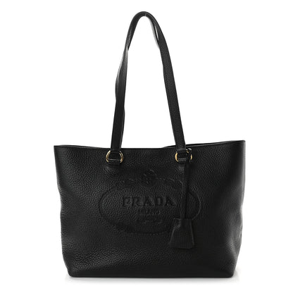 Prada Vitello Phenix Embossed Logo Tote Black 1 of 9