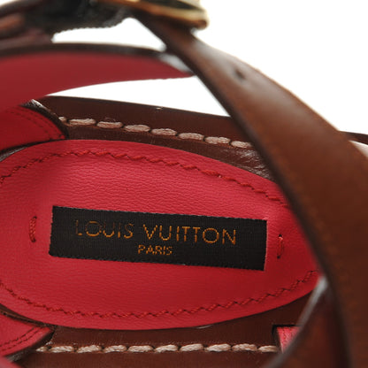 Louis Vuitton Calfskin Monogram Ocean Drive Heeled Sandals 36 Cognac 8 of 9