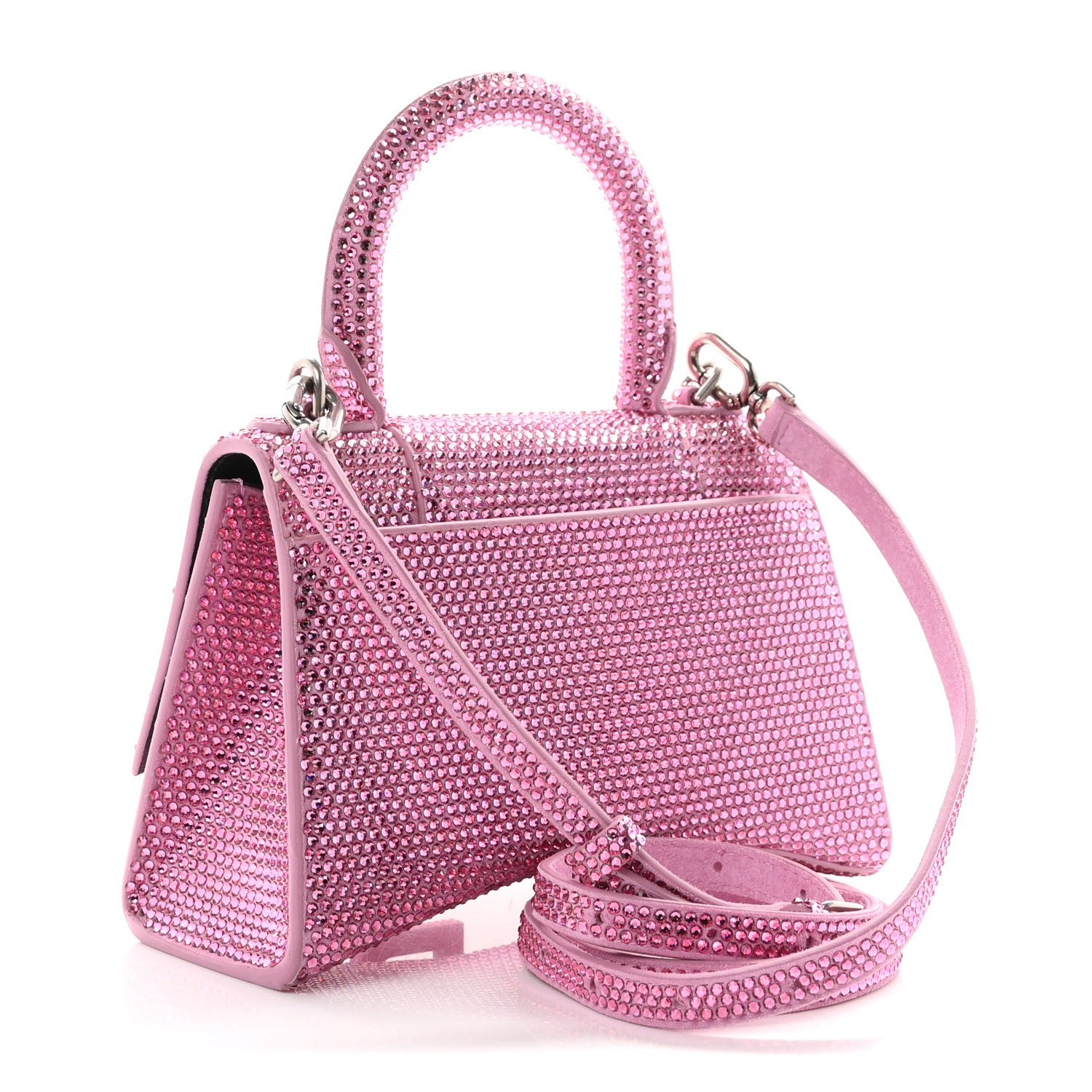 Balenciaga Strass Suede Hourglass Top Handle Bag XS Pink 2 of 12