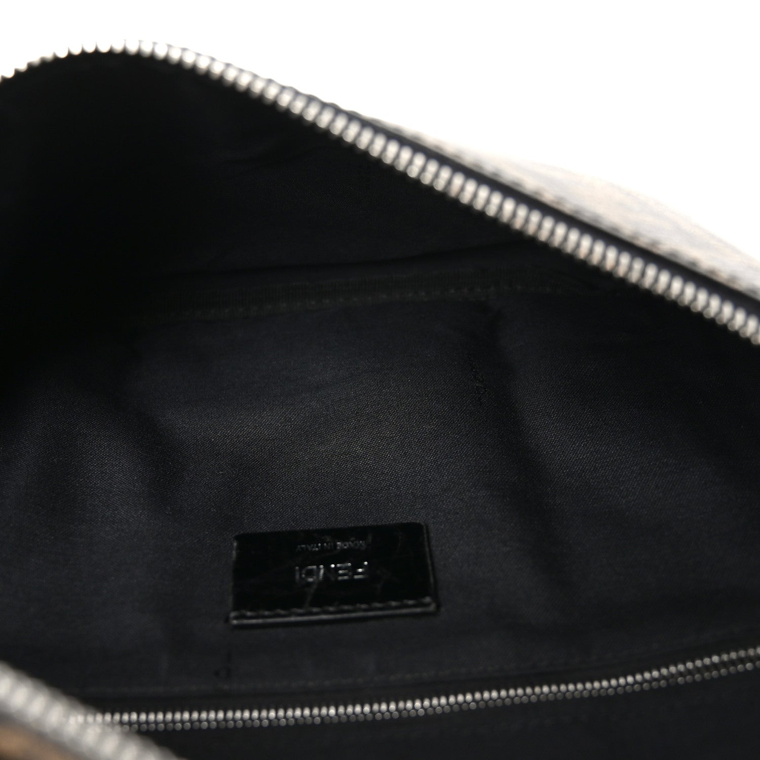 Fendi Glazed Fabric Vitello Liberty FF 1974 Diagonal Belt Bag Tobacco Moresco Black 4 of 9