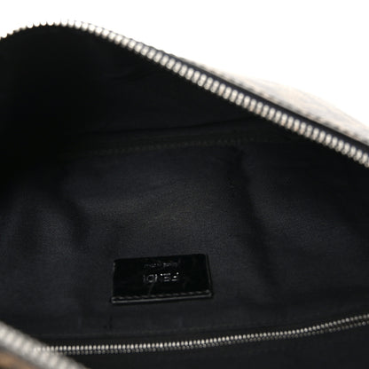 Fendi Glazed Fabric Vitello Liberty FF 1974 Diagonal Belt Bag Tobacco Moresco Black 4 of 9