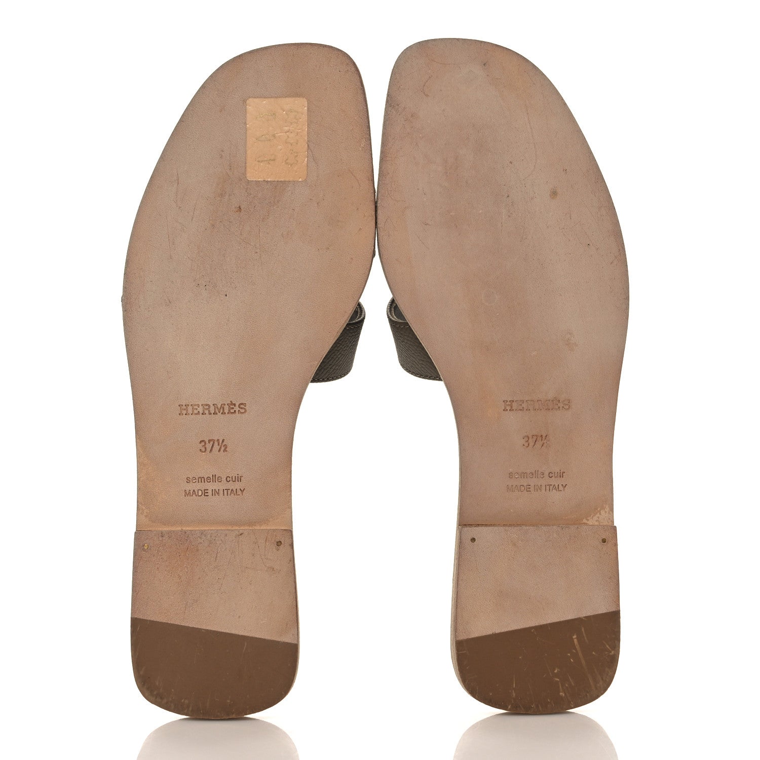 Hermes Epsom Oran Sandals 37.5 Etoupe 5 of 9