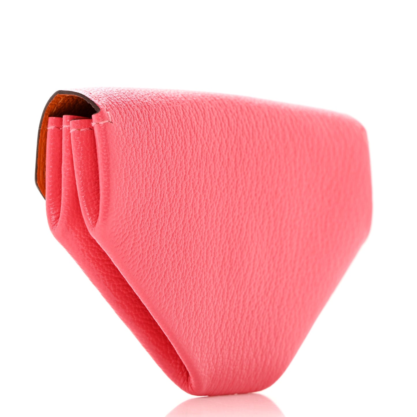 Chevre Mysore Verso Le 24 Coin Purse Rose Lipstick Orange