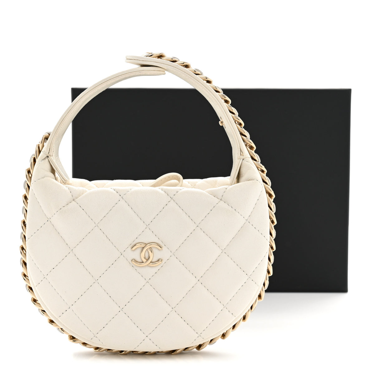 Chanel Lambskin Quilted Chain Around Pouch Hobo White 12 of 12