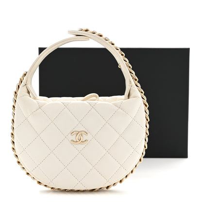 Chanel Lambskin Quilted Chain Around Pouch Hobo White 12 of 12