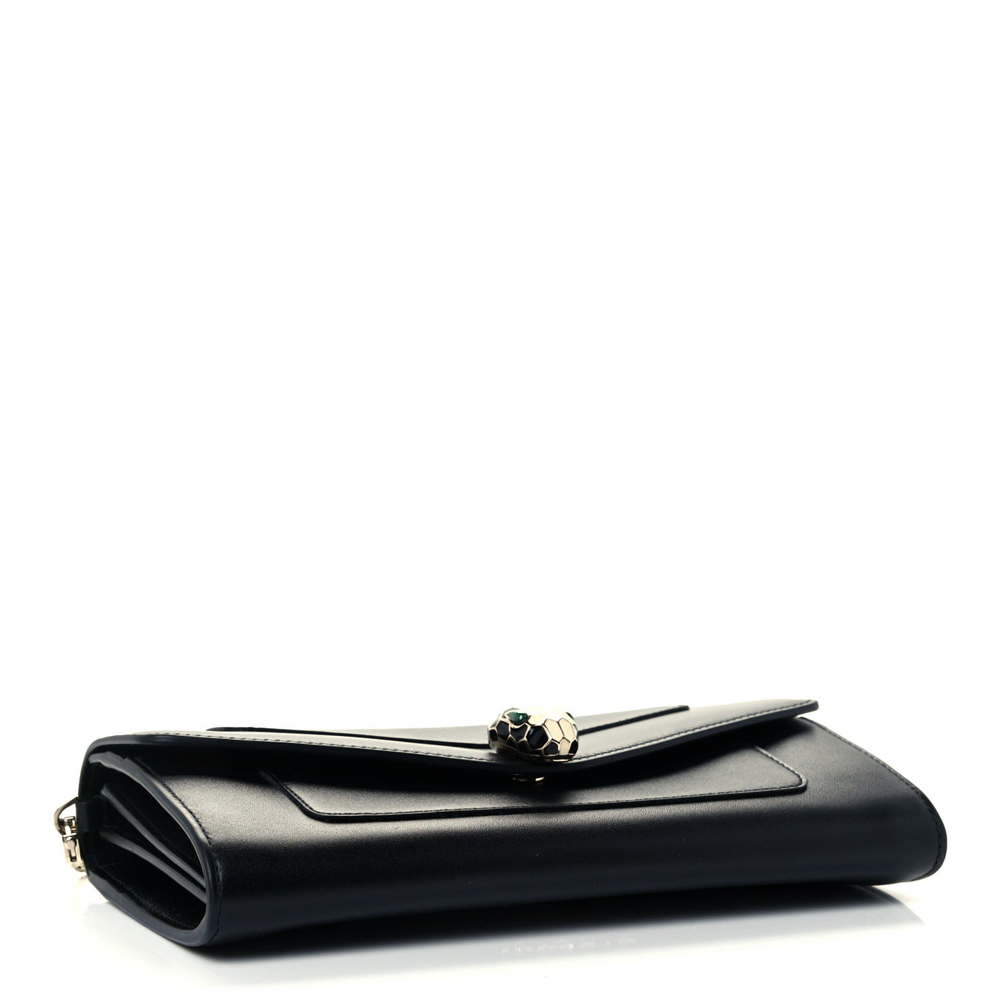 Calfskin Serpenti Forever Chain Wallet Black