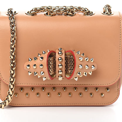 Christian Louboutin Calfskin Spikes Baby Sweet Charity Shoulder Bag Biscuit 8 of 8
