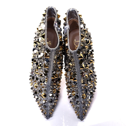 Christian Louboutin Calfskin Specchio Glitter So Full Kate 100 Ankle Boots 39.5 Silver Multicolor 5 of 10