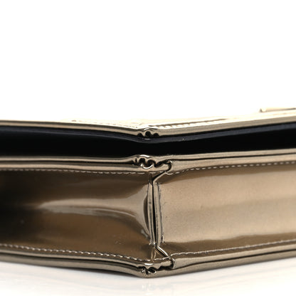 Christian Dior Metallic Patent Micro-Cannage Diorama Wallet on Chain Pouch Gold 7 of 10