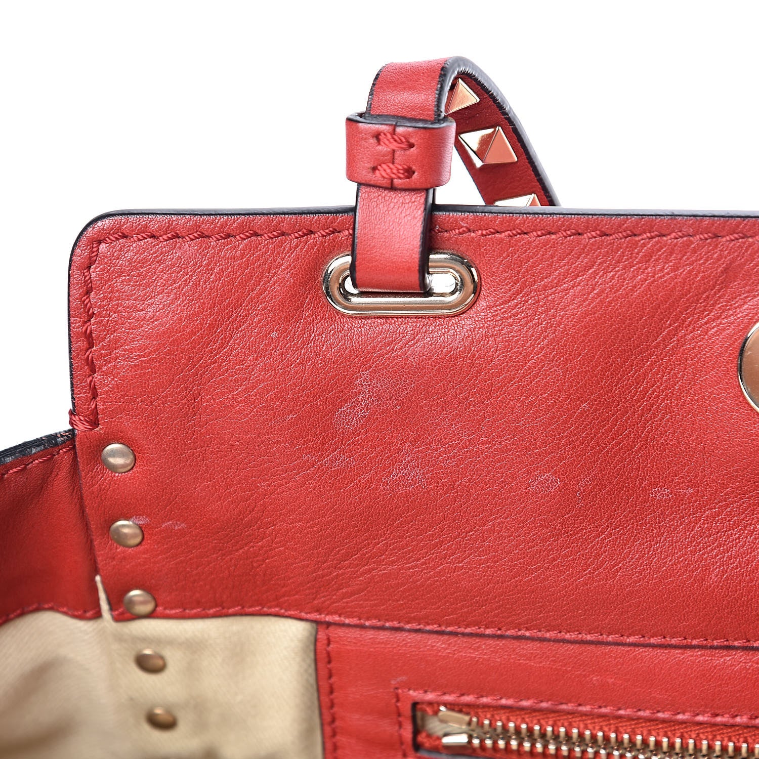 Valentino Garavani Vitello Small Rockstud Tote Rosso Valentino 9 of 13