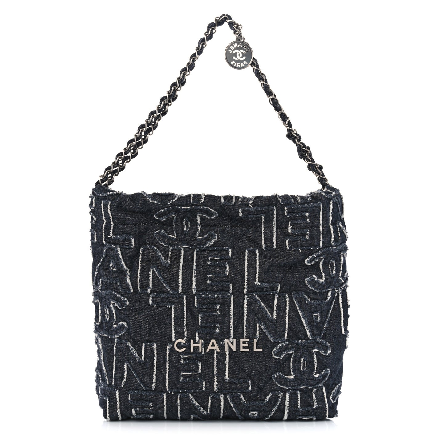 Denim Patchwork Quilted Chanel 22 Black