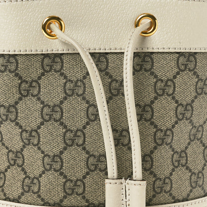 Gucci GG Supreme Monogram Textured Calfskin Web Mini Ophidia Bucket Bag Beige Ebony Mystic White 7 of 9