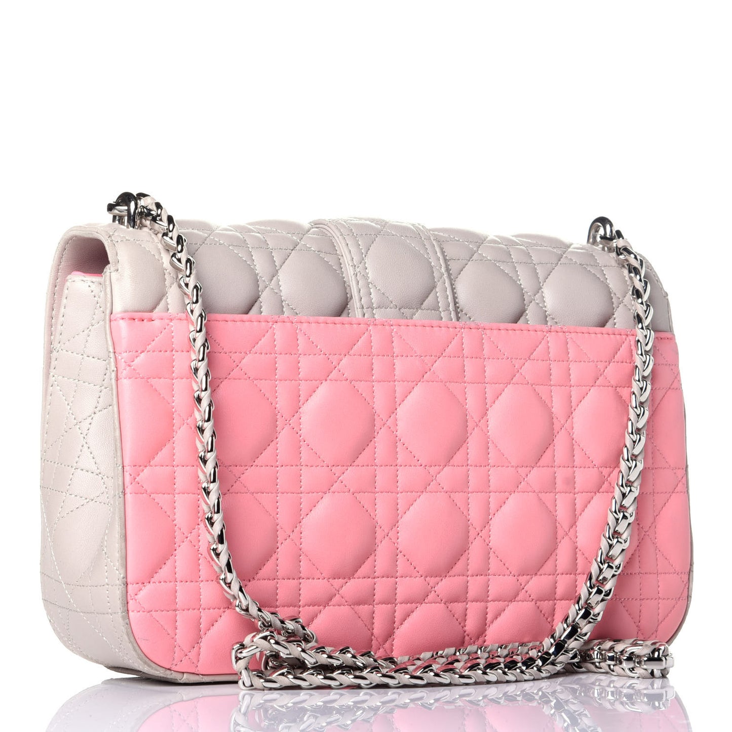 Lambskin Cannage Medium Miss Dior Flap Pink Grey