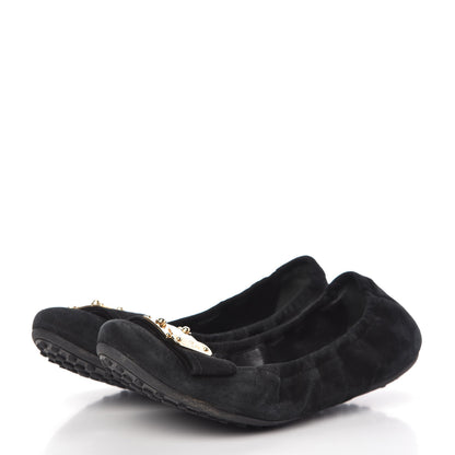 Louis Vuitton Suede S-Lock Ballerina Flats 37 Black 3 of 9
