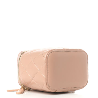 Chanel Lambskin Quilted Top Handle Mini Vanity Case With Chain Beige 4 of 9