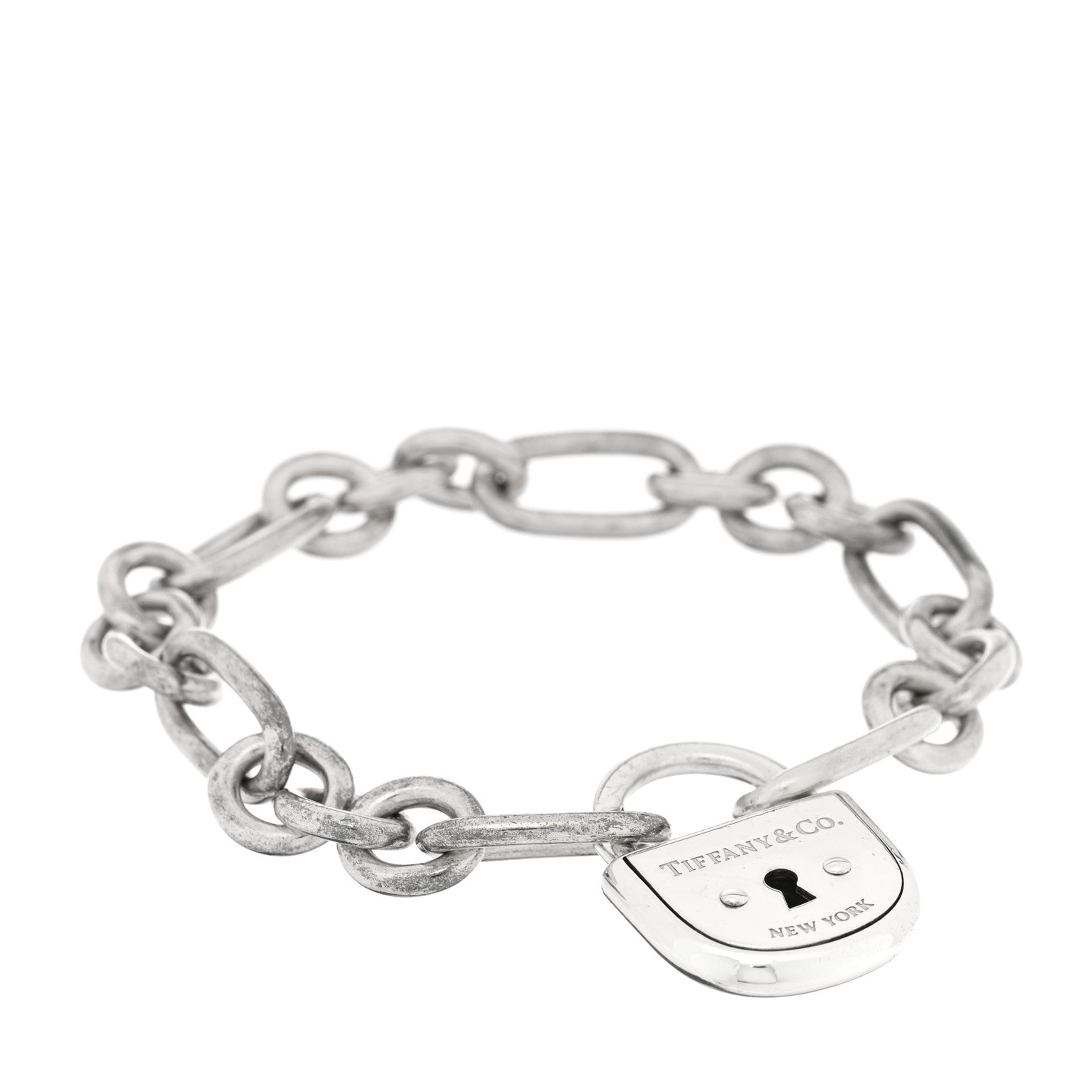 Tiffany Sterling Silver Padlock Charm Bracelet 1 of 4