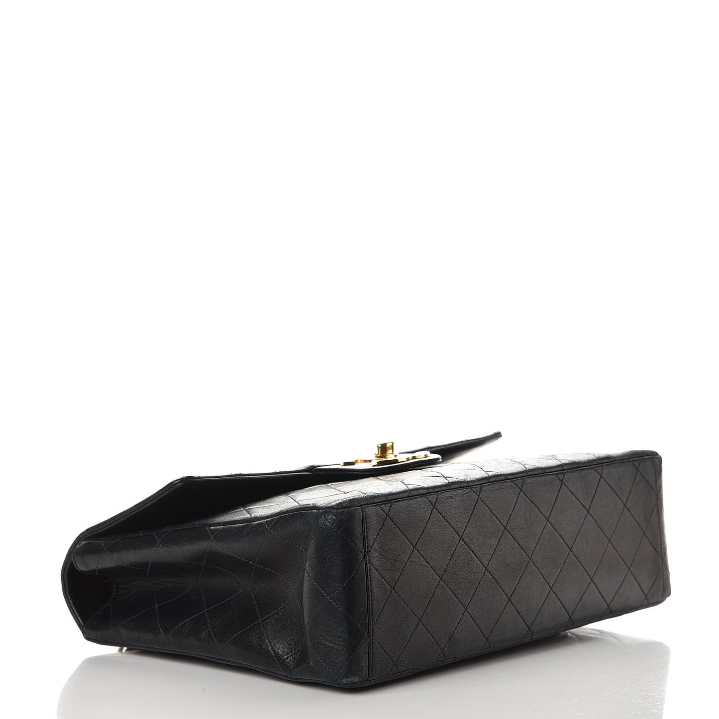 Lambskin Quilted XL Jumbo Single Flap Black
