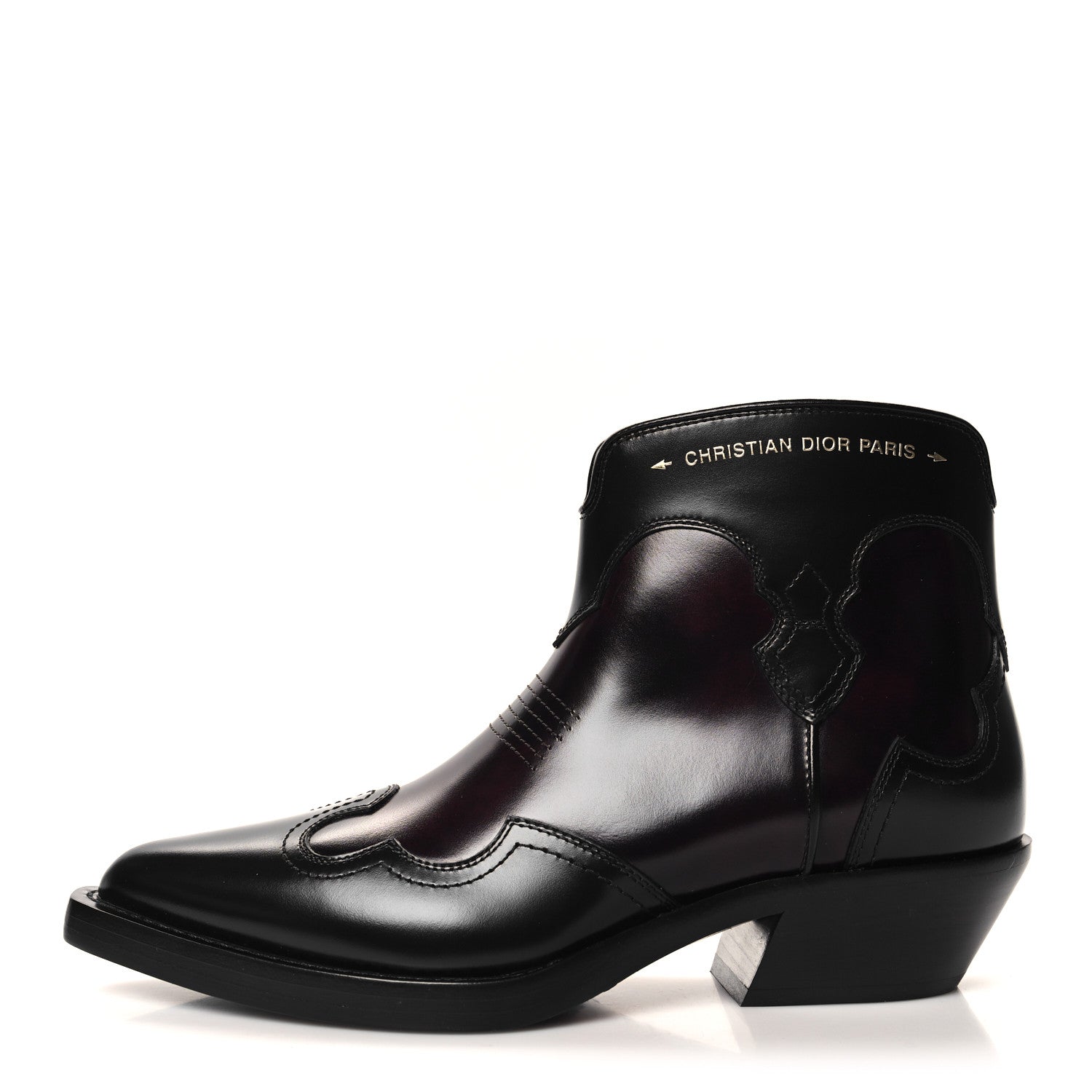 Christian Dior Calfskin Shaded Calfskin Dior West Ankle Boots 39 Black Deep Amaranth 1 of 8