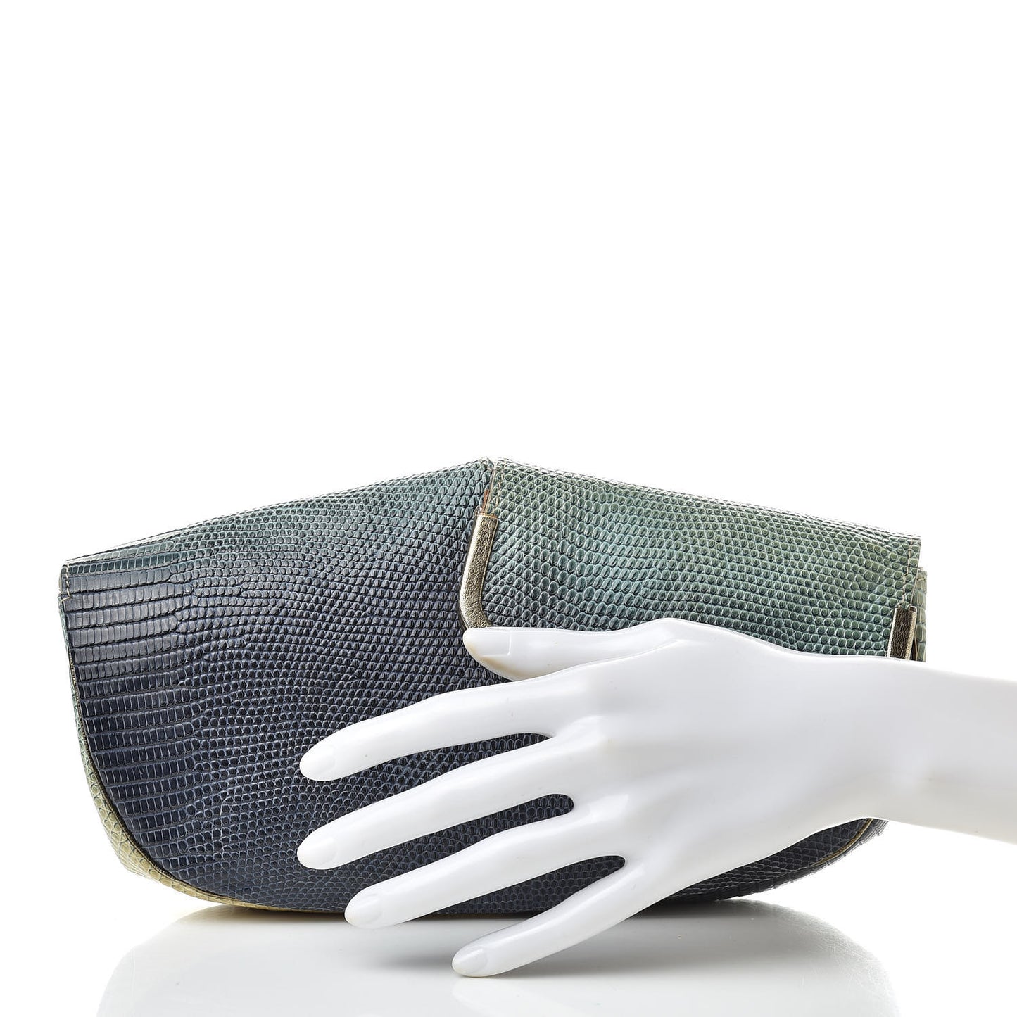 Lizard Ombre Origami Borderline Clutch Green