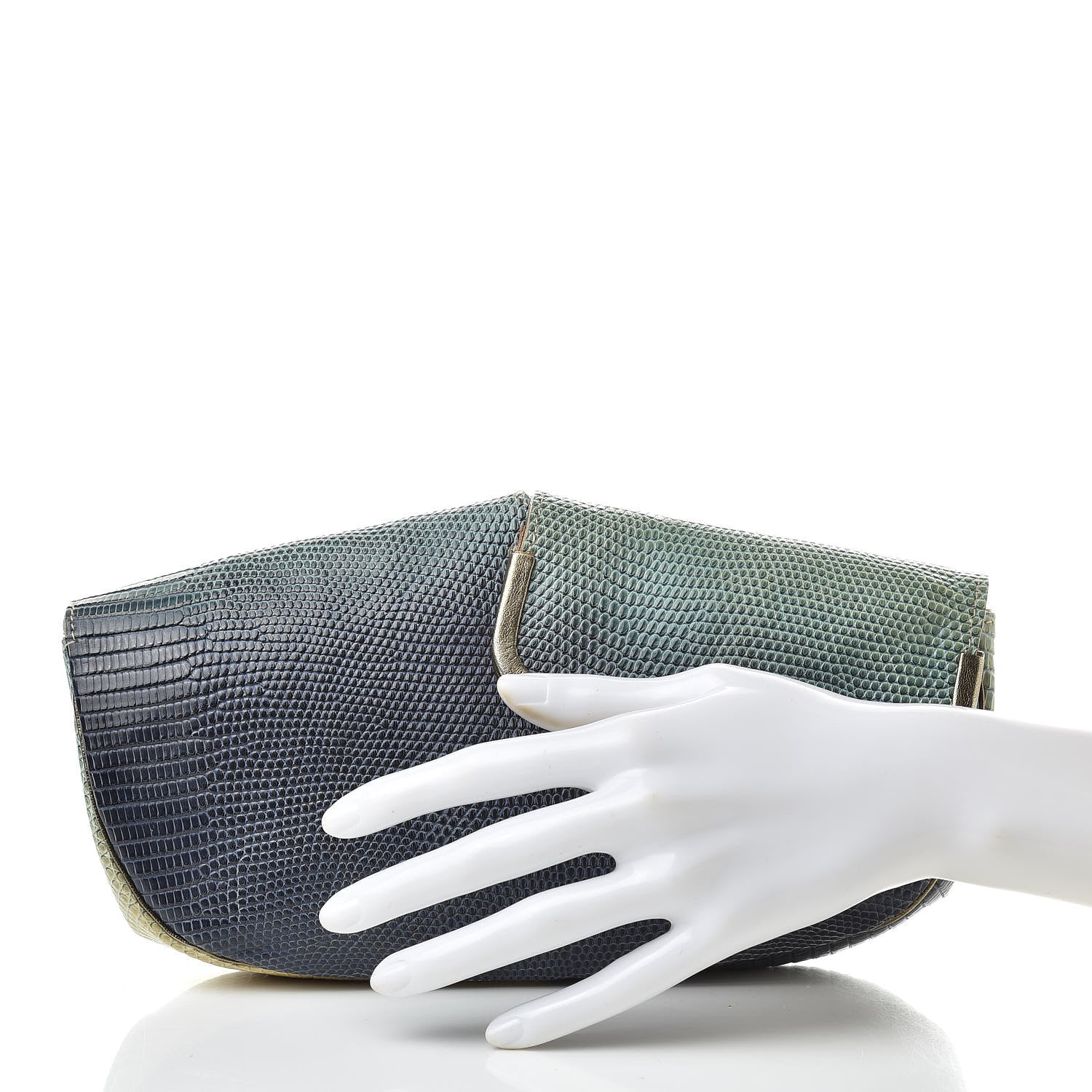 Fendi Lizard Ombre Origami Borderline Clutch Green 2 of 10