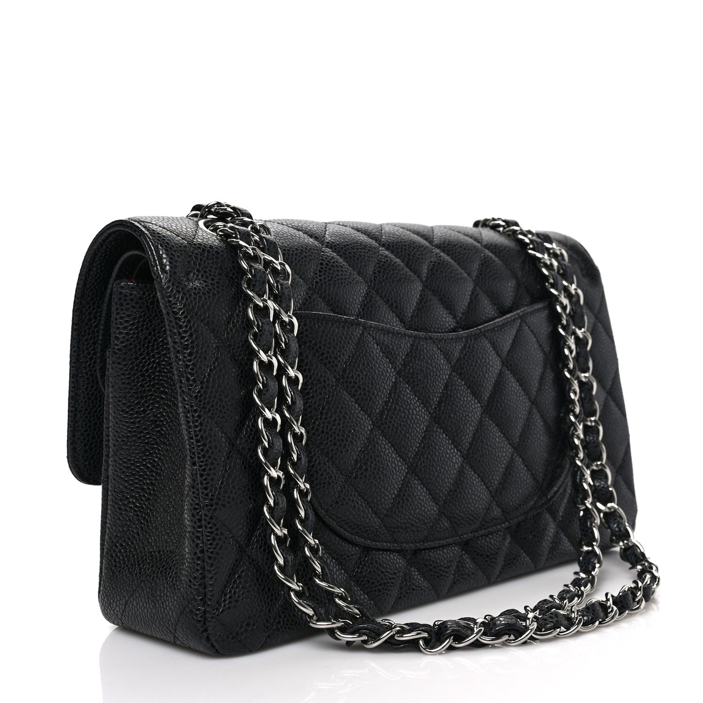 Caviar Quilted Medium Double Flap Black