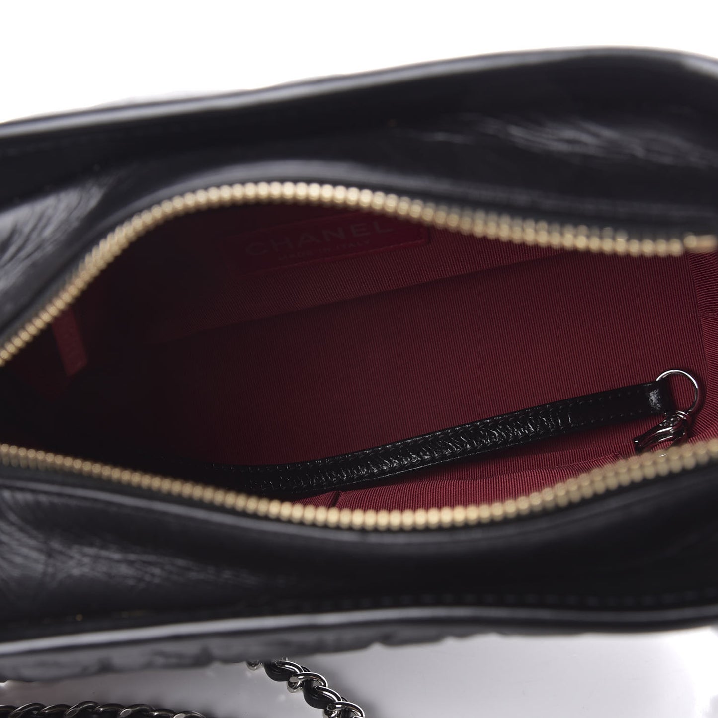 Aged Calfskin Chevron Quilted Small Gabrielle Hobo Black