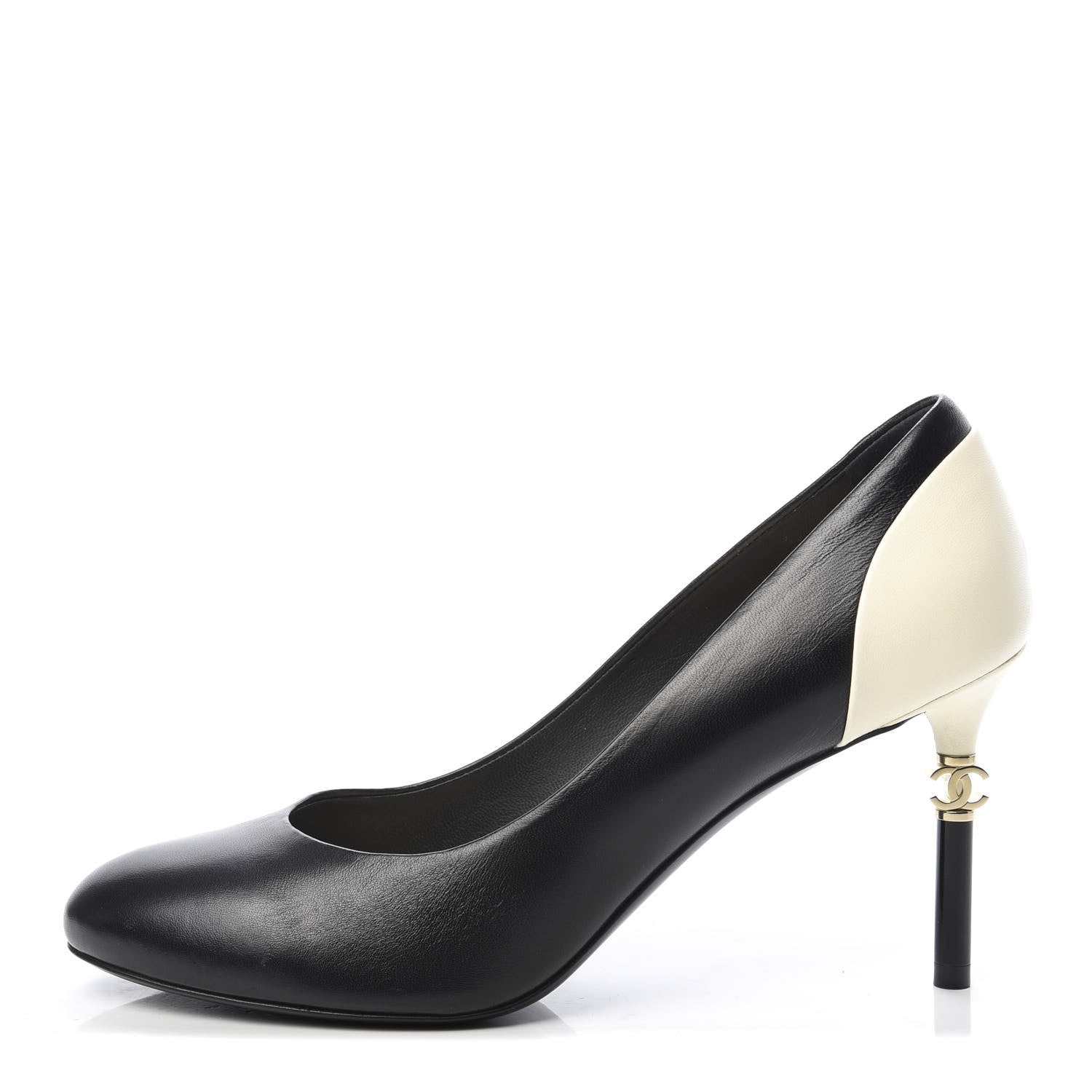 Chanel Lambskin CC Pumps 39.5 Black Ivory 1 of 14