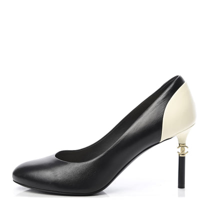 Chanel Lambskin CC Pumps 39.5 Black Ivory 1 of 14