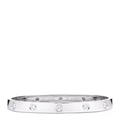 Cartier 18K White Gold 10 Diamond LOVE Bracelet 18 3 of 10