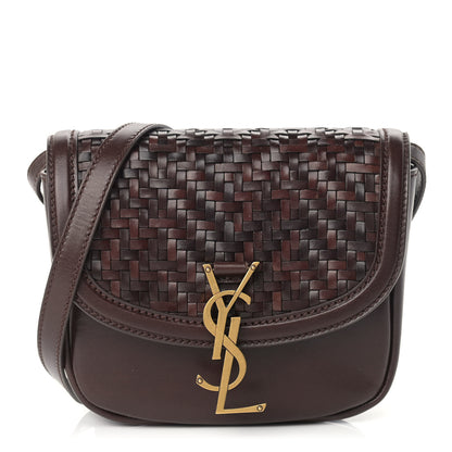 Saint Laurent Calfskin Monogram Woven Small Kaia Satchel Burnt Brown 1 of 14