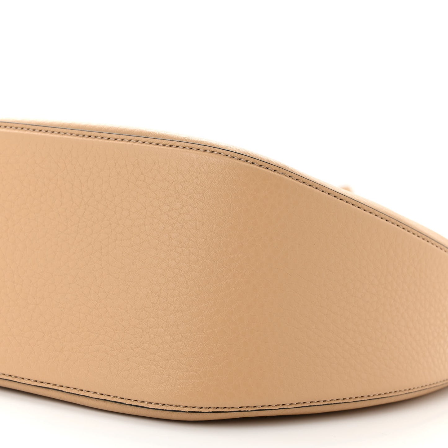 Grainy Calfskin Small Vlogo Moon Hobo Bag Cappuccino