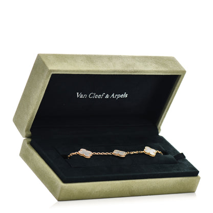 Van Cleef & Arpels 18K Yellow Gold Mother of Pearl 5 Motifs Vintage Alhambra Bracelet 5 of 5