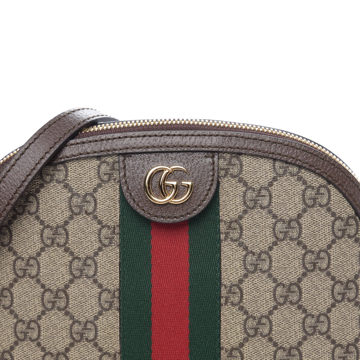 Gucci GG Supreme Monogram Textured Dollar Calfskin Web Small Ophidia Dome Shoulder Bag Beige Ebony New Acero 9 of 9
