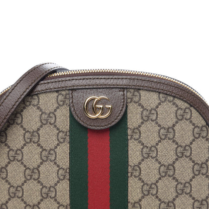 Gucci GG Supreme Monogram Textured Dollar Calfskin Web Small Ophidia Dome Shoulder Bag Beige Ebony New Acero 9 of 9
