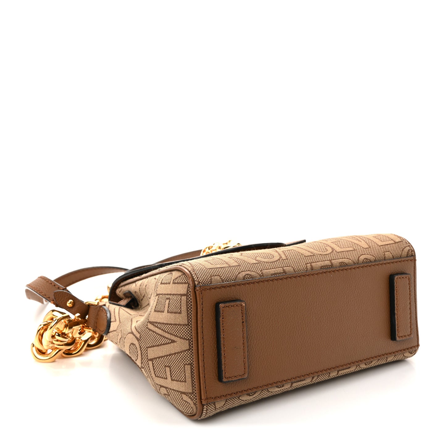Calfskin Canvas Allover La Medusa Small Top Handle Handbag Brown