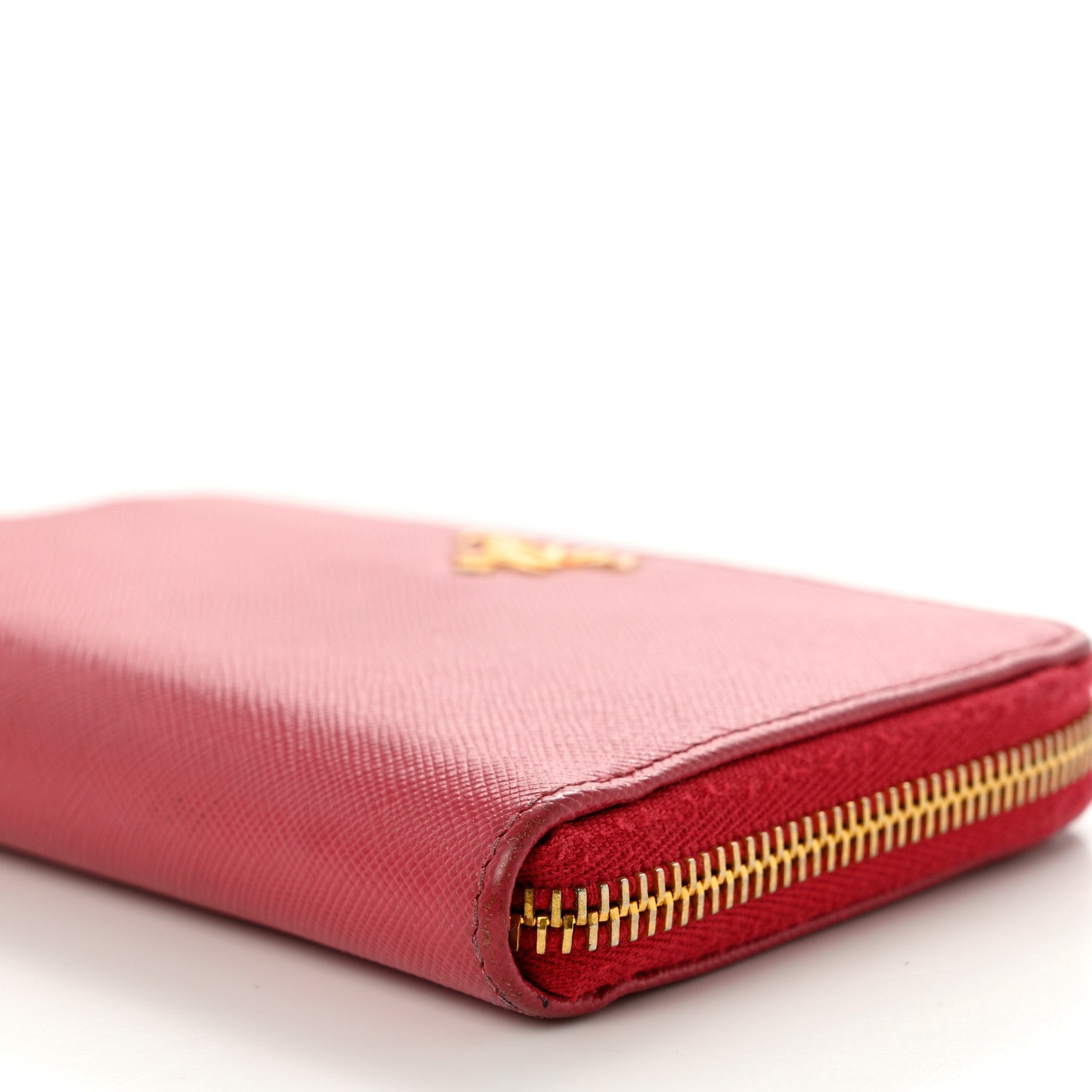 Prada Saffiano Metal Zip Around Wallet Fuoco 10 of 12