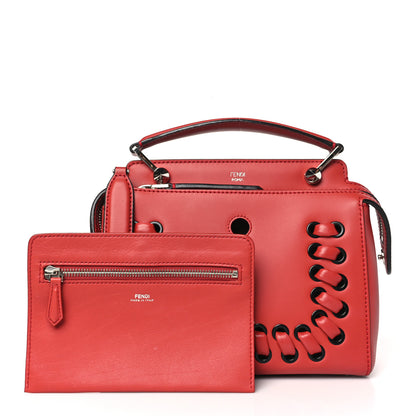 Fendi Vitello Baltico Dolce Nappa Lace Up Small Dotcom Click Chain Satchel Bloody Mary 3 of 10