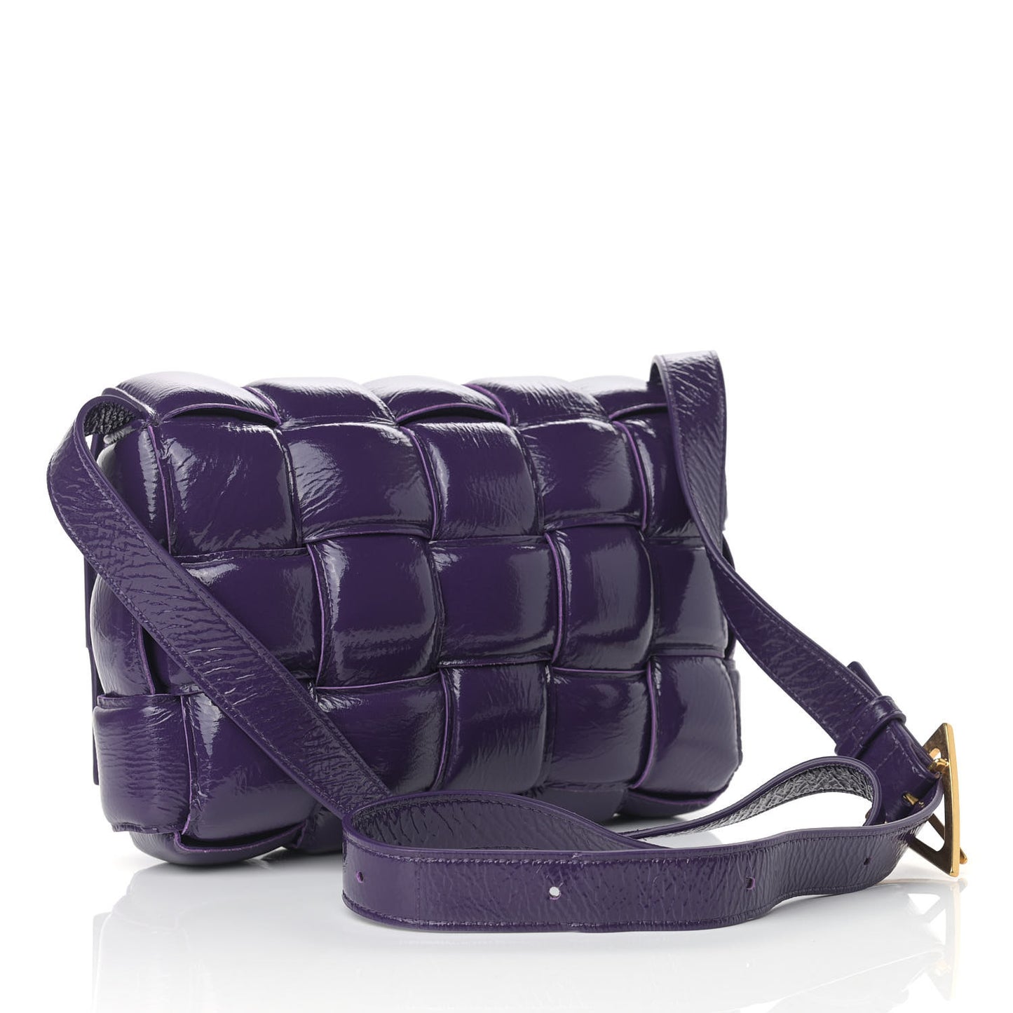 Textured Deerskin Maxi Intrecciato Padded Cassette Crossbody Bag Raisin