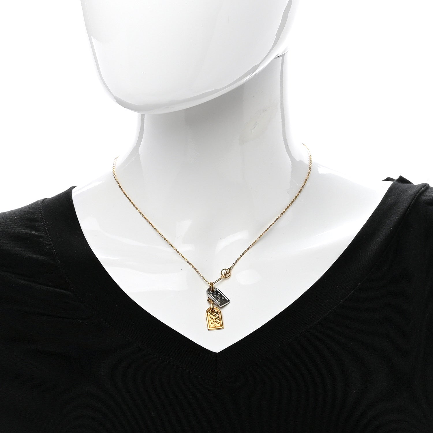 Louis Vuitton Nanogram Name Tag Necklace Gold 2 of 6