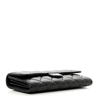 Chanel Lambskin Quilted Large Gusset Flap Wallet Black 4 of 8