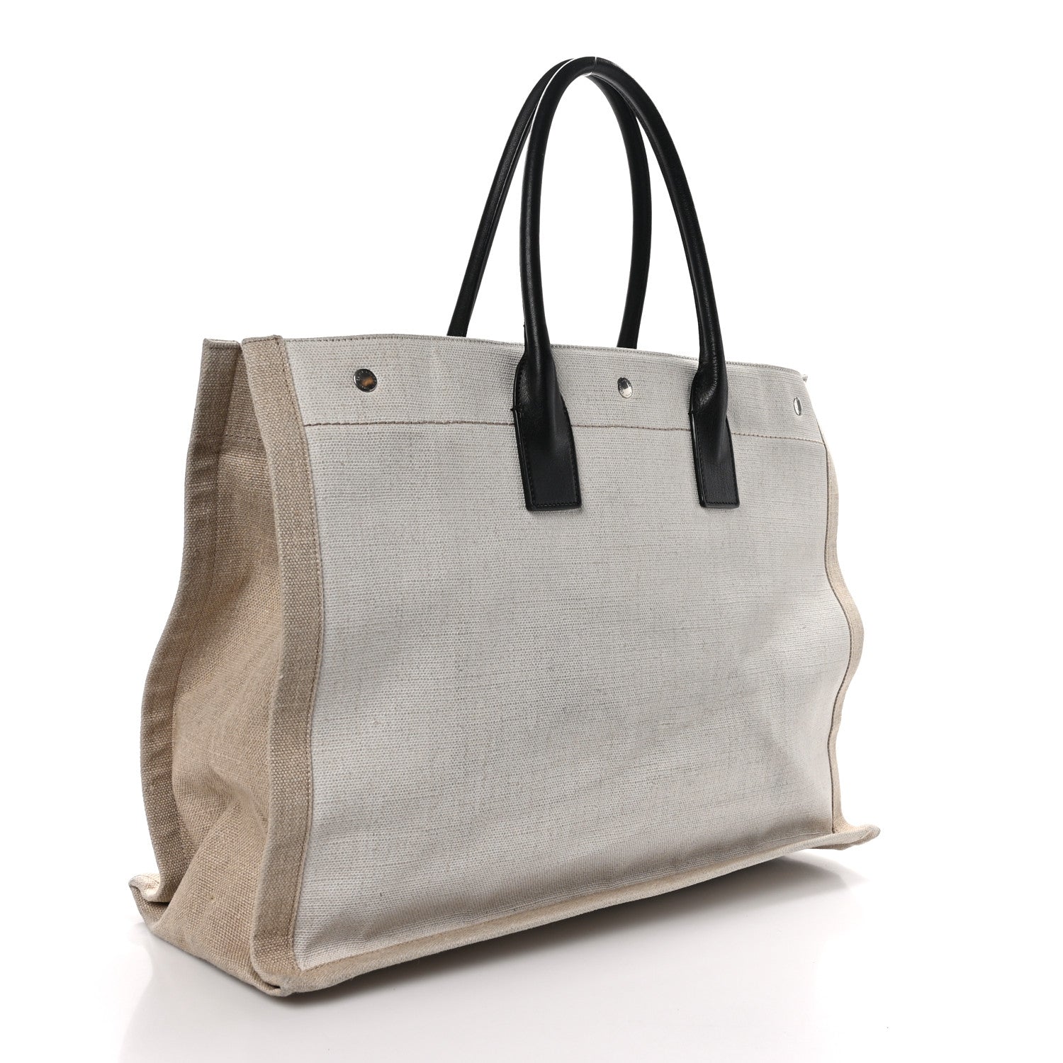 Saint Laurent SAINT LAURENT Linen Calfskin Rive Gauche Tote Optic White 3 of 10